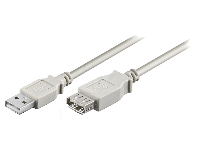 Kabel; USB 2.0; USB-A aansluiting,USB-A-stekker; 3m; grijs Kabel; USB 2.0; USB-A aansluiting,USB-A-stekker; 3m; grijs